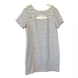Michael Kors Striped Textured Keyhole Short Above Knee Dress with Zipper Large